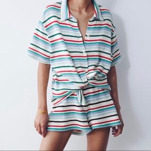 Zara Stripped Jacquard Top
